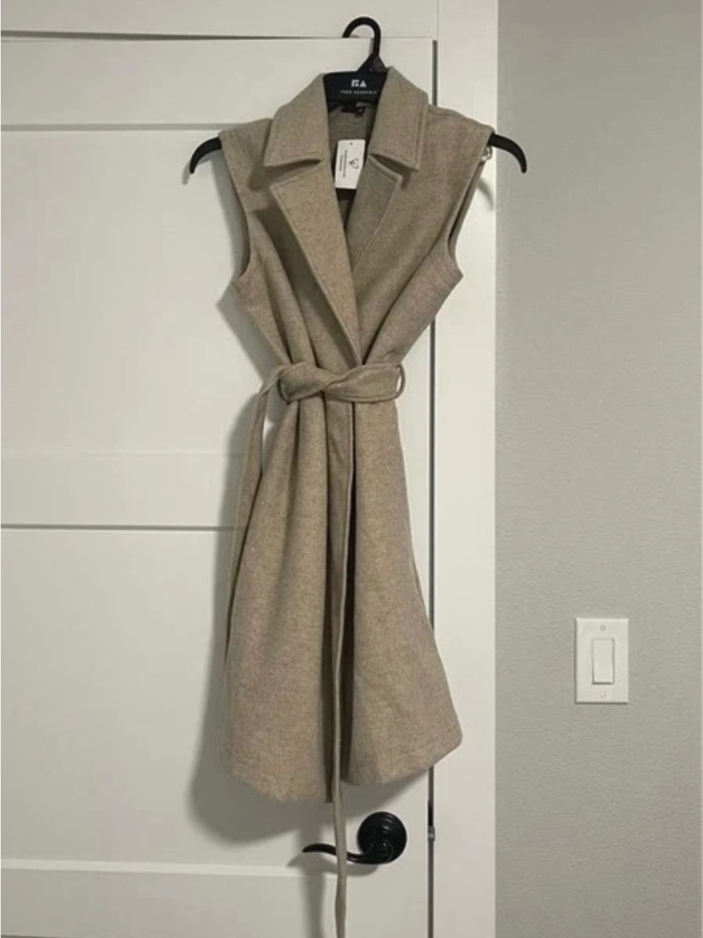 Windsor Sleeveless Belted Midi Vest in Taupe